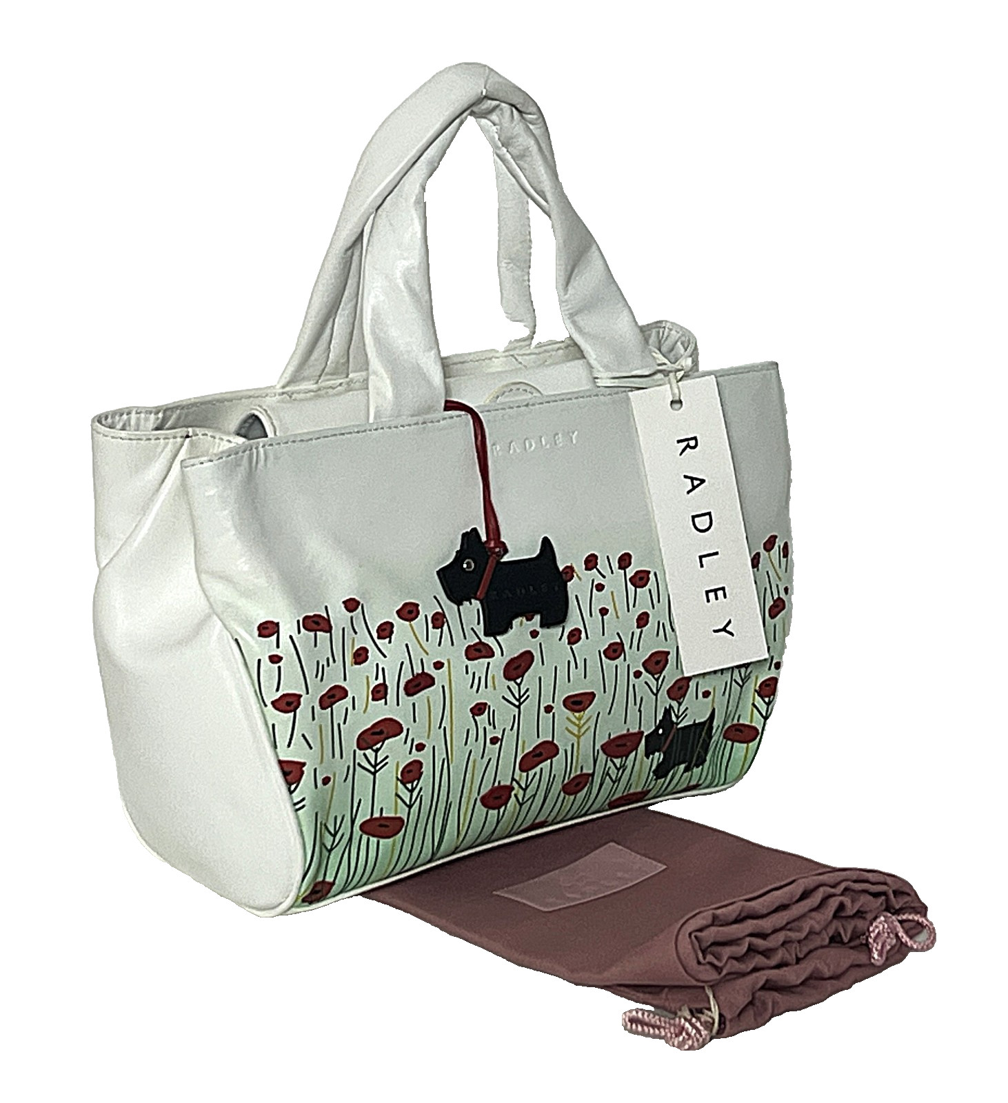 Radley Handbag Grab Bag Picture Bag Vintage Medium Poppyfields White Leather New