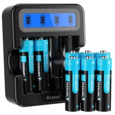Kratax Rechargeable AA Lithium Batteries, 8 Pack 3500mWh high Capacity 1.5v D...