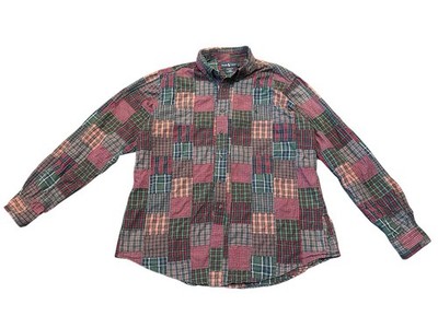 VTG Polo Ralph Lauren Patchwork Plaid Button Down Shirt Size XXL Fits Like XL