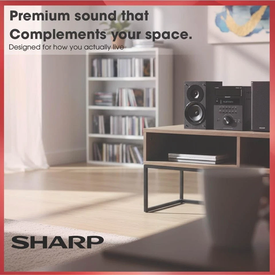 夏普 5 CD 立体声系统带收音机,蓝牙 50W RMS,XL-BH250GL — 第 2/4 张图片