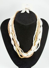 Gold Tone Multi Strand Necklace  Earrings Set Fashion Costume Jewelry jxoi New