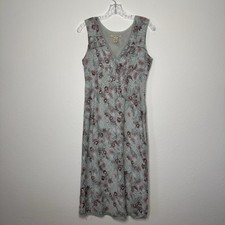 Free People Icy Blue Pink Floral Vintage Y2K Tank Top Dress Womens Size 8