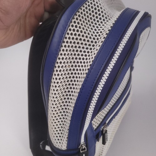 Michael Kors Sport Danika White Mesh Blue Leather Backpack With Logo - Picture 10 of 16