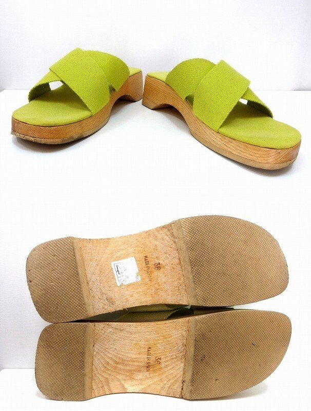 HERMES Four-Toe Canvas Cross Strap Sandals, Size 36, US6, Lime Green, Women's thumbnail 17