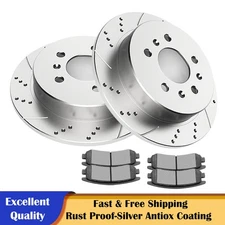 Fit Chevrolet Impala Monte Carlo Buick LaCrosse Rear Slotted Rotors Brake Pads