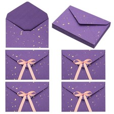 20 Pack Greeting Card Envelopes with Ribbon Bow, Light Purple 6.4" x 4.5"