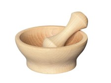 Holzmörser rund für Gewürze Kräuter, Buche Holz, Mörser aus Holz