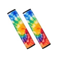 2 Pack Sunset Seatbelt Pads Cushion Protector, Colorful Car Interior Tie-Dye