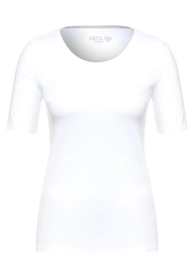 CECIL Basic Kurzarmshirt Lena in der Farbe weiß - Bild 4 von 4