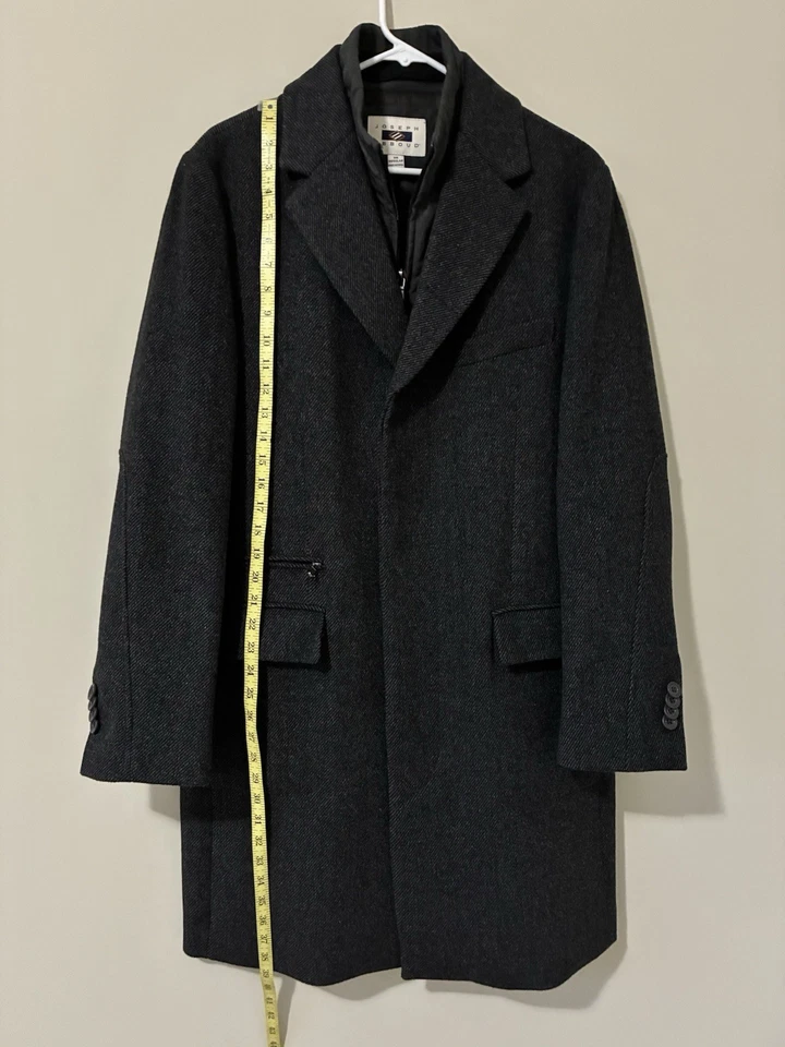 Joseph Abboud Wool Blend Men’s Top Coat Overcoat Double Collar Charcoal Sz 38 - Image 3 of 4