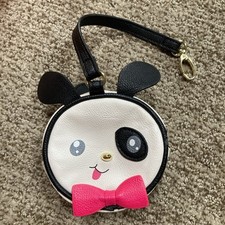 Luv Betsey Johnson Puppy Dog Wristlet Clip-on Kitsch Round Zip Mini Bag Purse