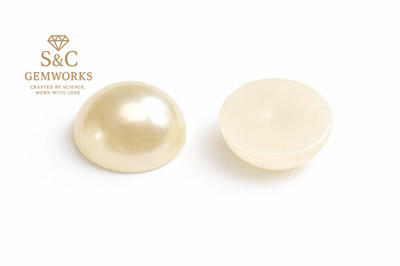 Halbrunde Cabochons mit flacher Rückseite elfenbeinfarbener Kunstperlen zum Aufkleben - verschiedene Größen - 100 Stck.