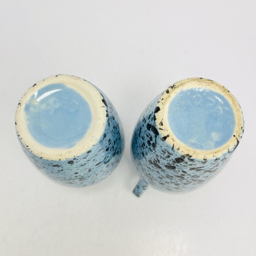 VEB Haldensleben ceramica 2 vasi vasenduo blu screziato 3089/3079 EGP DDR - Foto 6 di 9