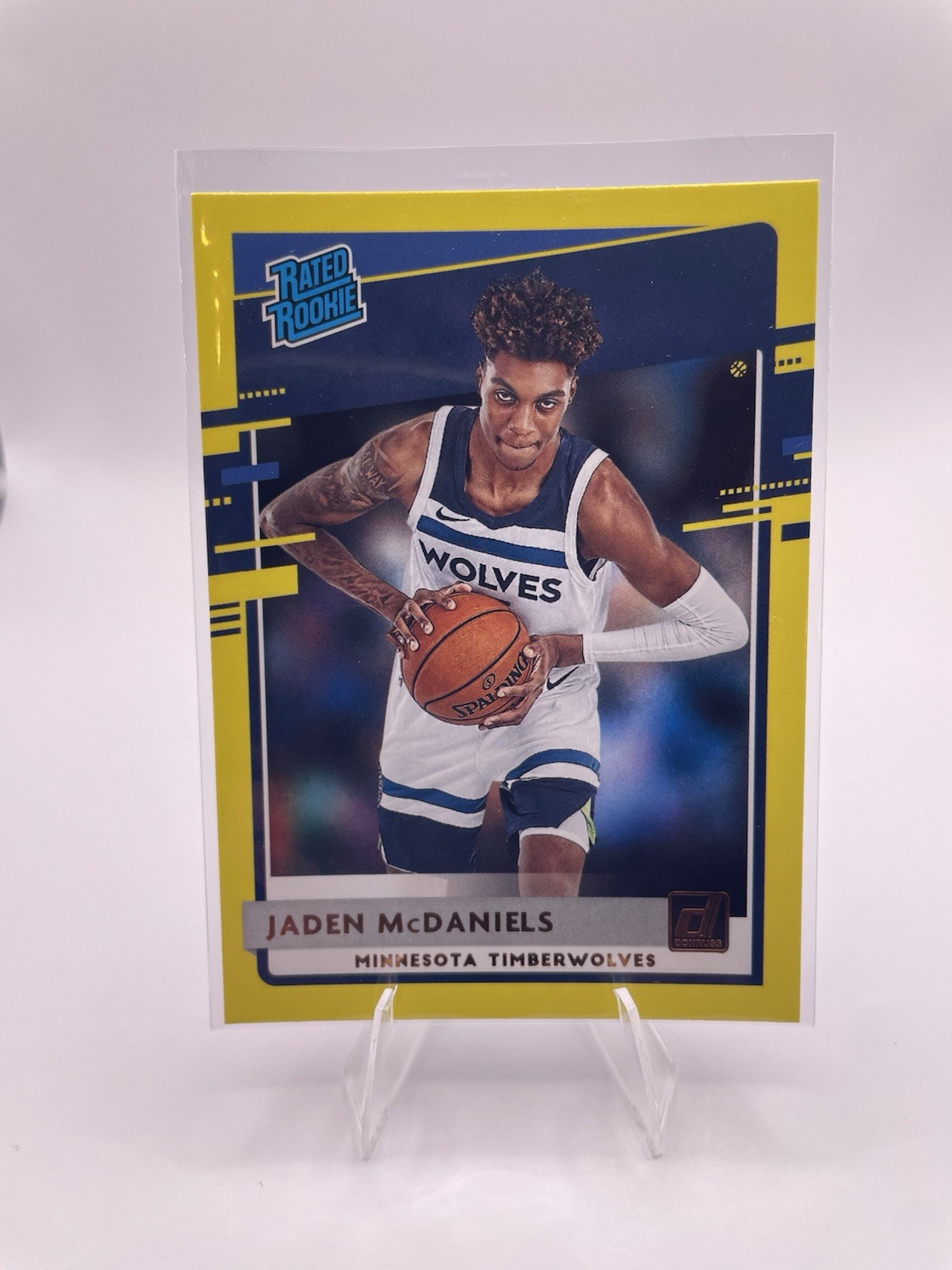 2020-21 Panini Donruss - Rated Rookies Jaden McDaniels #239 Yellow Flood (RC)