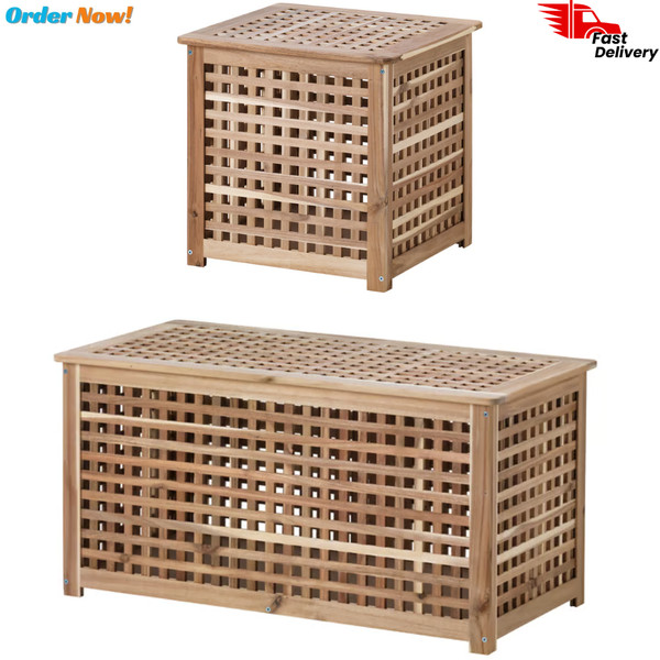 Nueva mesa auxiliar/almacenamiento Ikea HOL, acacia, 2 tamaños en stock, 98x50 cm O 50x50 cm