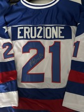 MIKE ERUZIONE 1980 USA HOCKEY MIRACLE ON ICE SIGNED XL JERSEY#2