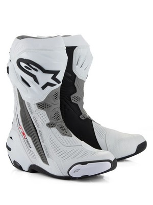 Alpinestars Supertech R Vented Boots 9.5 US / 44 EU - White/Gray/Black