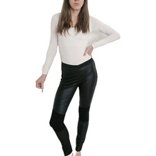 Reiss Real Lambs Leather Leggings Black Size 8 Soft Skinny