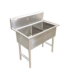 POT SINK 2 COMPARTMENT STAINLESS NSF HEAVY DUTY 14GA (NO DRAINBOARS) MADE IN USA