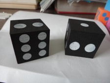 Pair of Black and White 1.5" Square foam Dice use for Games Math Counting