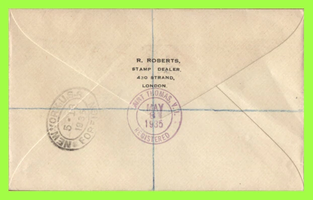 Br. Virgin Islands 1935 KGV Silver Jubilee set on registered First Day Cover - Image 2 of 2
