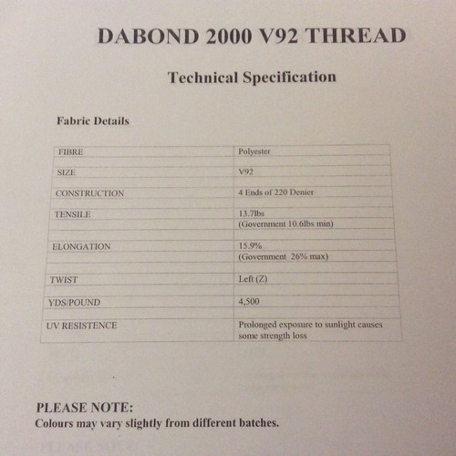 Bonded Polyester Thread Heavy Duty UV Resistant, V69/V92/V138 Gazebos, tents - Picture 5 of 49