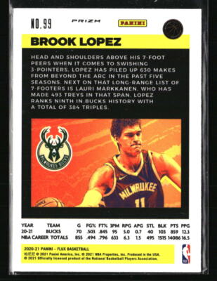Brook Lopez 2020 Panini Flux #99 Basketball Card | eBay