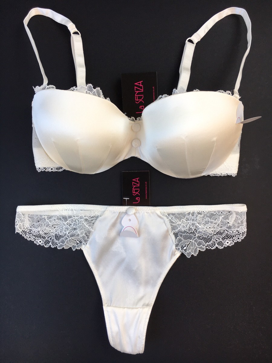 La Senza STRAPLESS Padded Bra Thong Ivory SILK Bridal Various