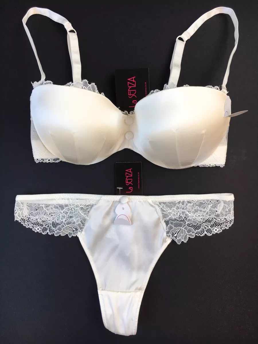 La Senza STRAPLESS Padded Bra & Thong Ivory SILK Bridal Various Sizes BNWT