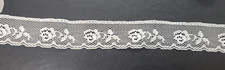 Lace White Rose floral raschel 3YARDS 1 " wide nightgown, VTG Edwardian Victoria
