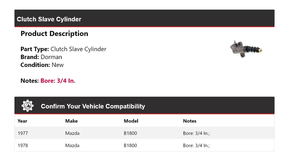 Cilindro escravo embreagem Dorman Mazda B1800 1977-1978 - Imagem 2 de 4