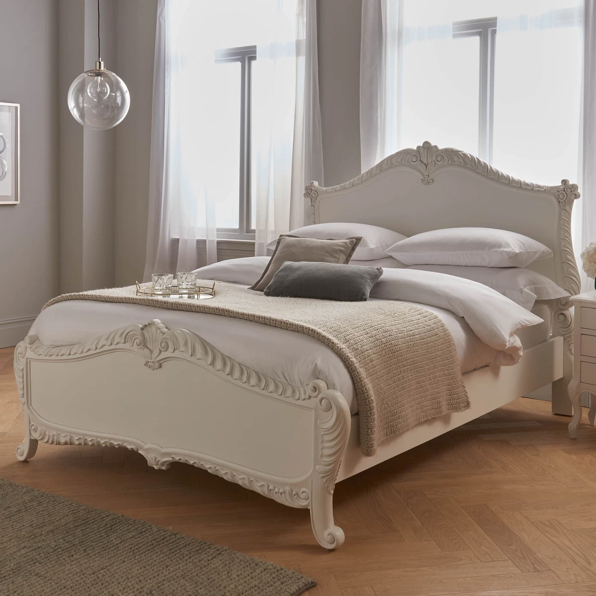 White French Style Bed Handmade Shabby Chic Bedroom Double King Superking