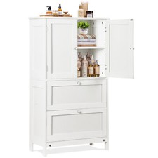Bathroom Storage Unit Freestanding Cabinet with 2 Drawers and 2 Doors White