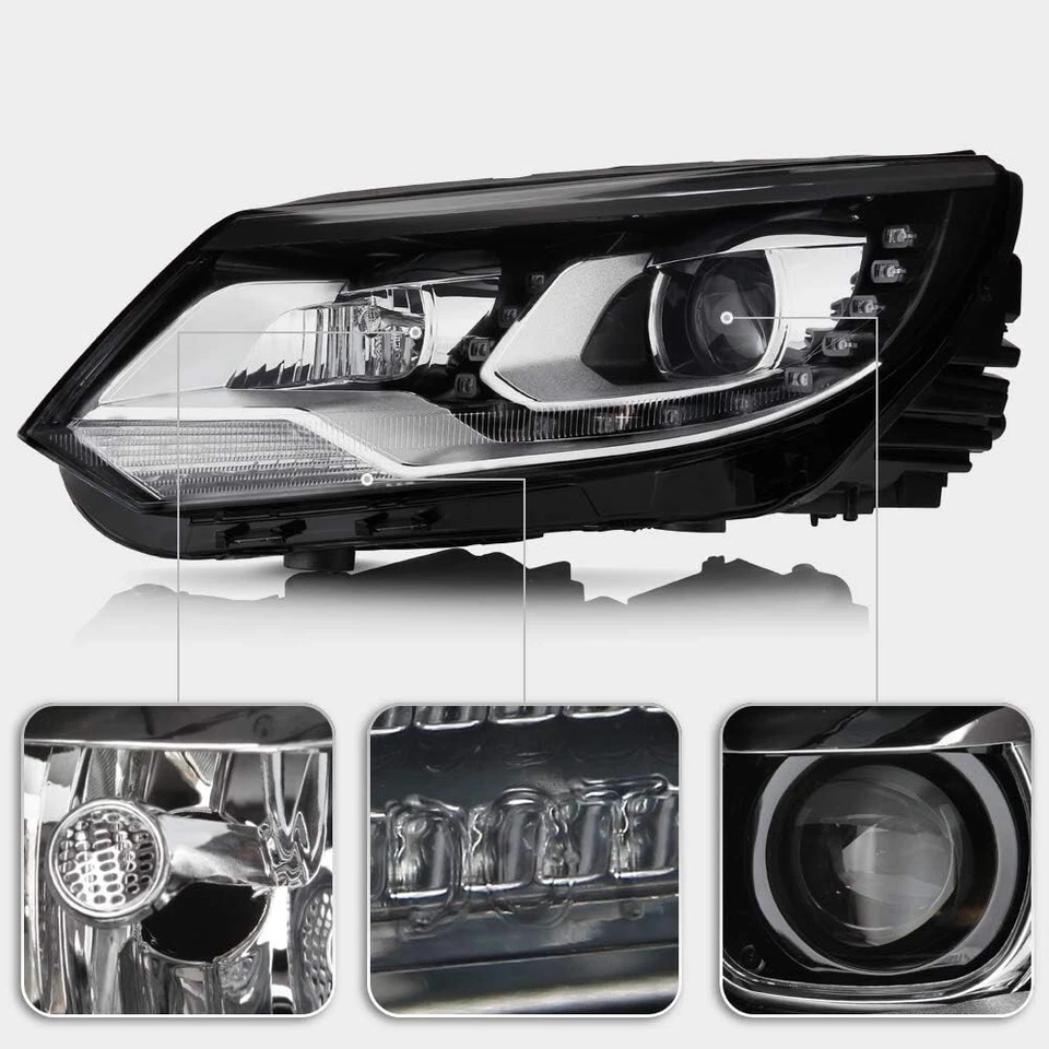 Par de faros proyectores LED DRL cromados para Volkswagen Tiguan 2012-2018 Foto 3 de 4