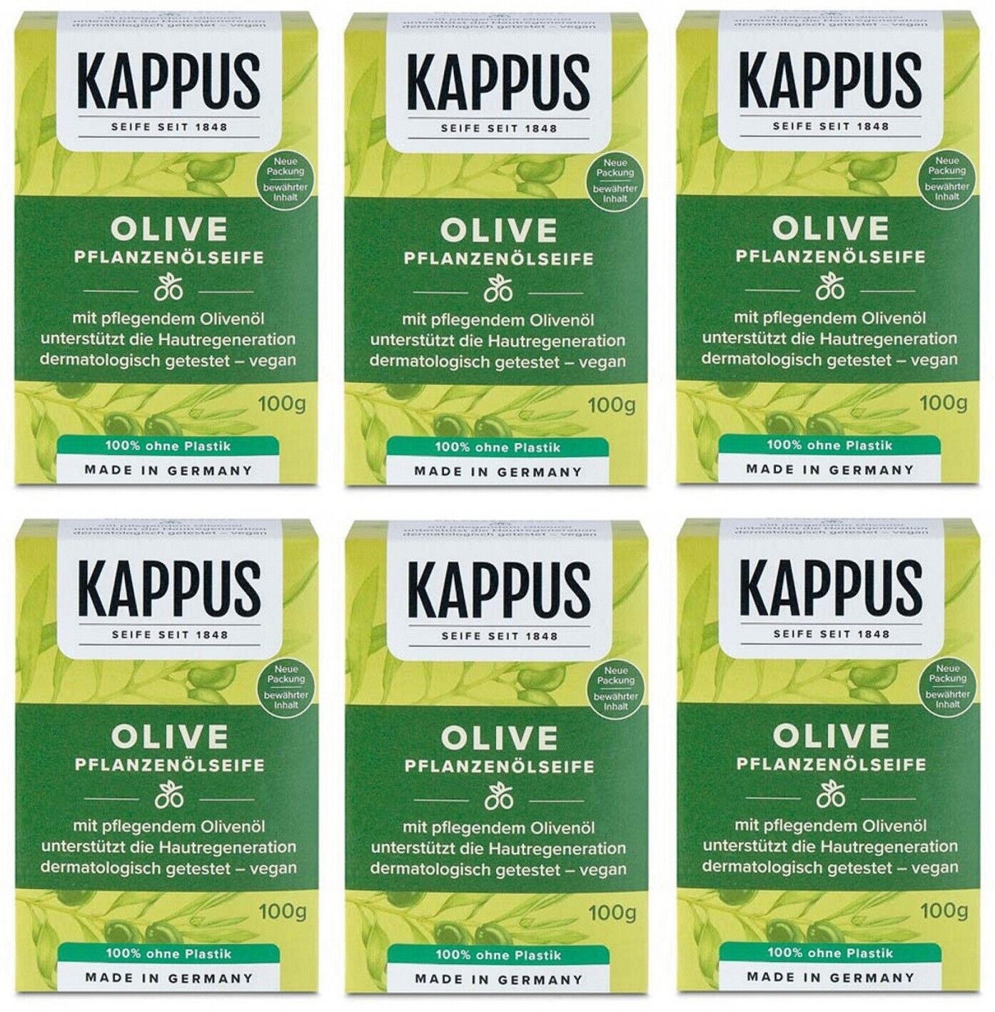 KAPPUS Kernseife 6x 100g Typ Olivenöl
