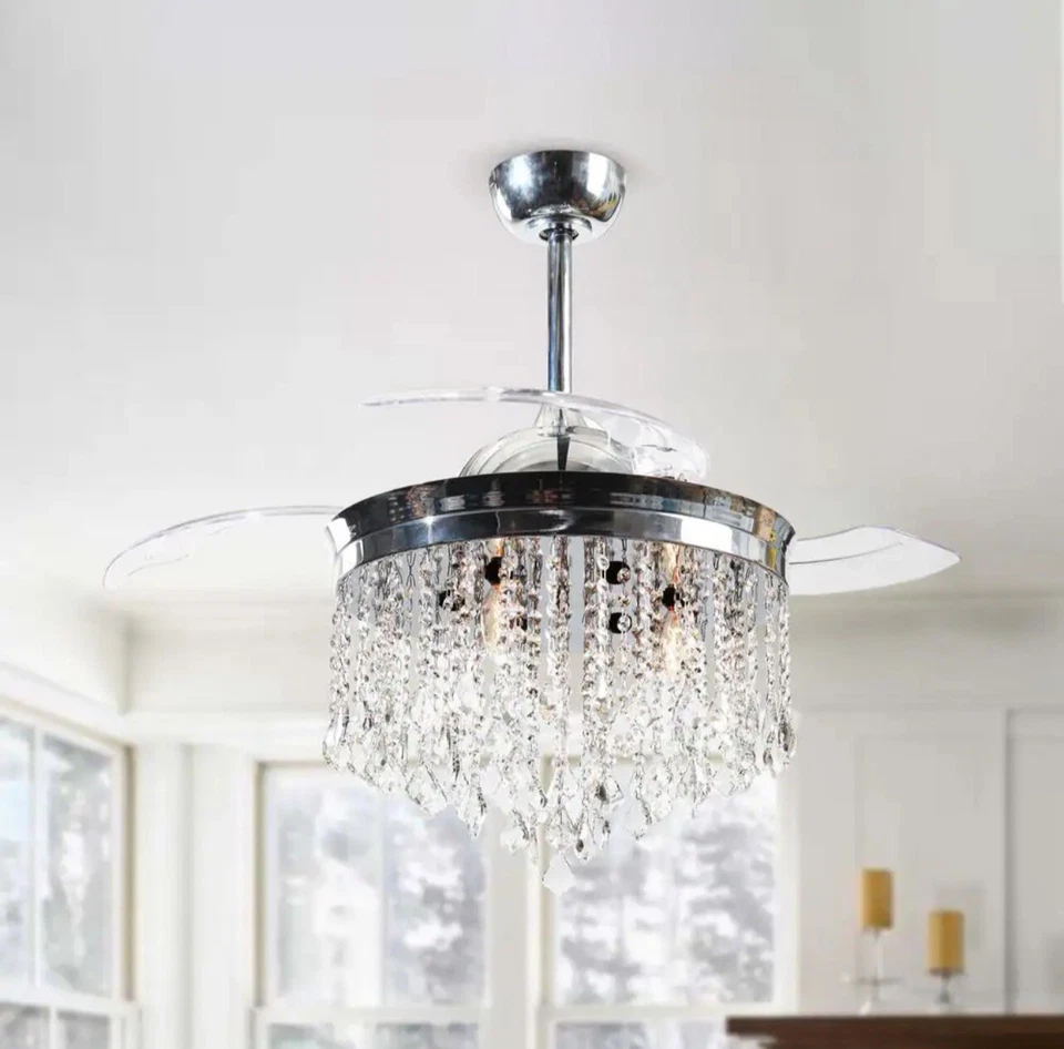 matrix decor 42 in. Indoor Chrome Retractable Chandelier Ceiling Fan with Light - Image 2 of 4