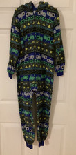 PJ Place M 7/8 boys pajamas one piece zip up w/ hood video game controller GOOD