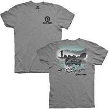GILLS N GAME BASS FISHING NATURAL THERAPY GRAY SHORT SLEEVE TEE SHIRT E0619