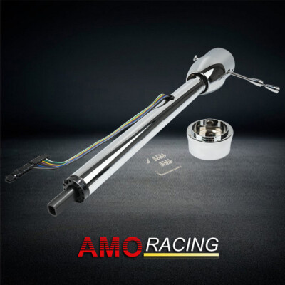Chrome 32'' Tilt Manual Steering Column w/ 9 Hole Adapter No Key Fits Hot Rod GM 