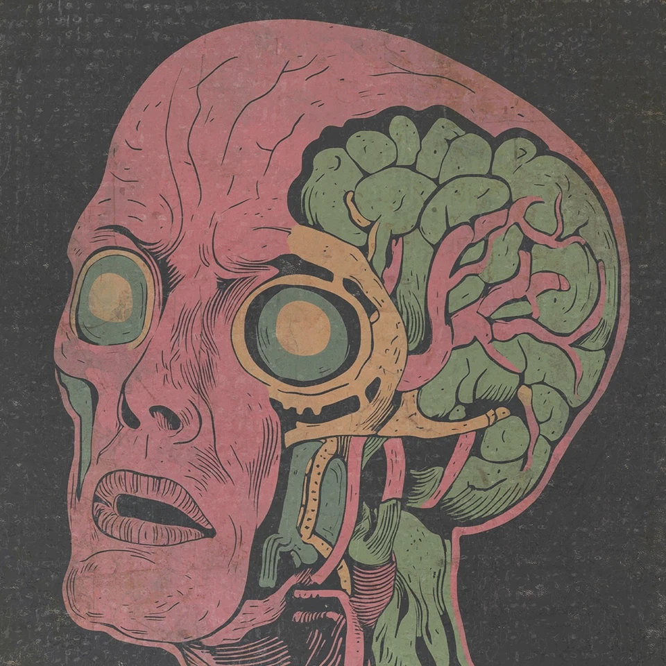 Vintage ZOMBIE BRAINS Wall Art, Scary Horror Dead Decor, Ghoul Halloween Poster - Image 2 of 4