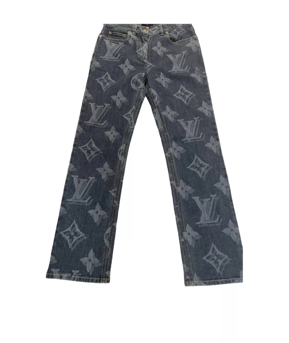Louis Vuitton Large blurry Monogram Mid Rise Blue Jeans Size 38
