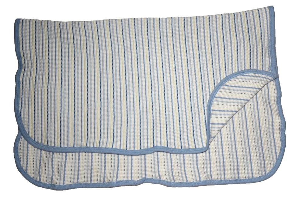 Gerber Blue Green White Thermal Baby Blanket Stripe Waffle Weave 25x30 Boy - Image 3 of 3