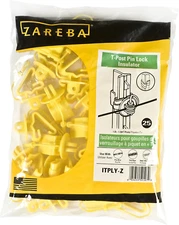 Zareba ITPLY-Z Pin-Lock T-Post Insulator, 25 per Bag,Yelllow