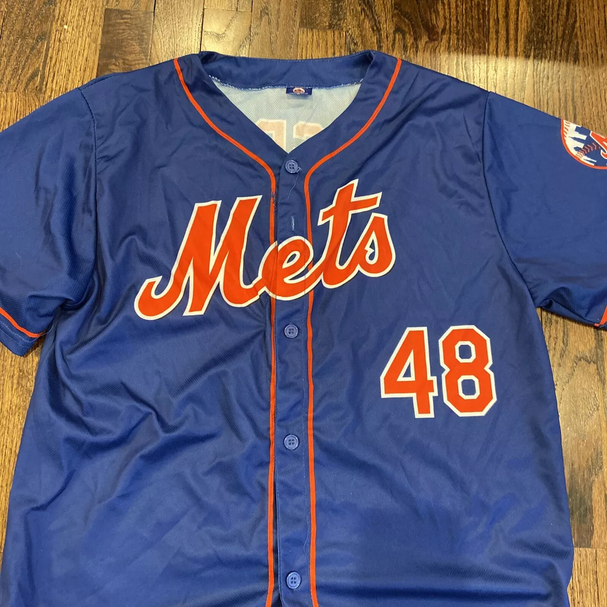 New York Mets Jacob deGrom #48 Jersey Geico Sz XL MLB Blue Extra Large