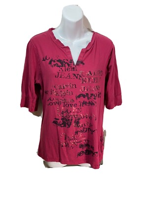 CALVIN KLEIN JEANS Women Hot Pink Short Sleeve Graphic V - Main Image