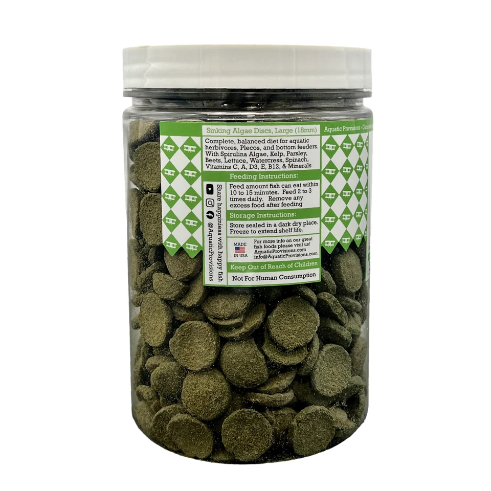 Obleas de disco de algas vegetales espirulina hundida de 18 mm herbívoro pleco alimento para peces 1 lb Foto 4 de 4