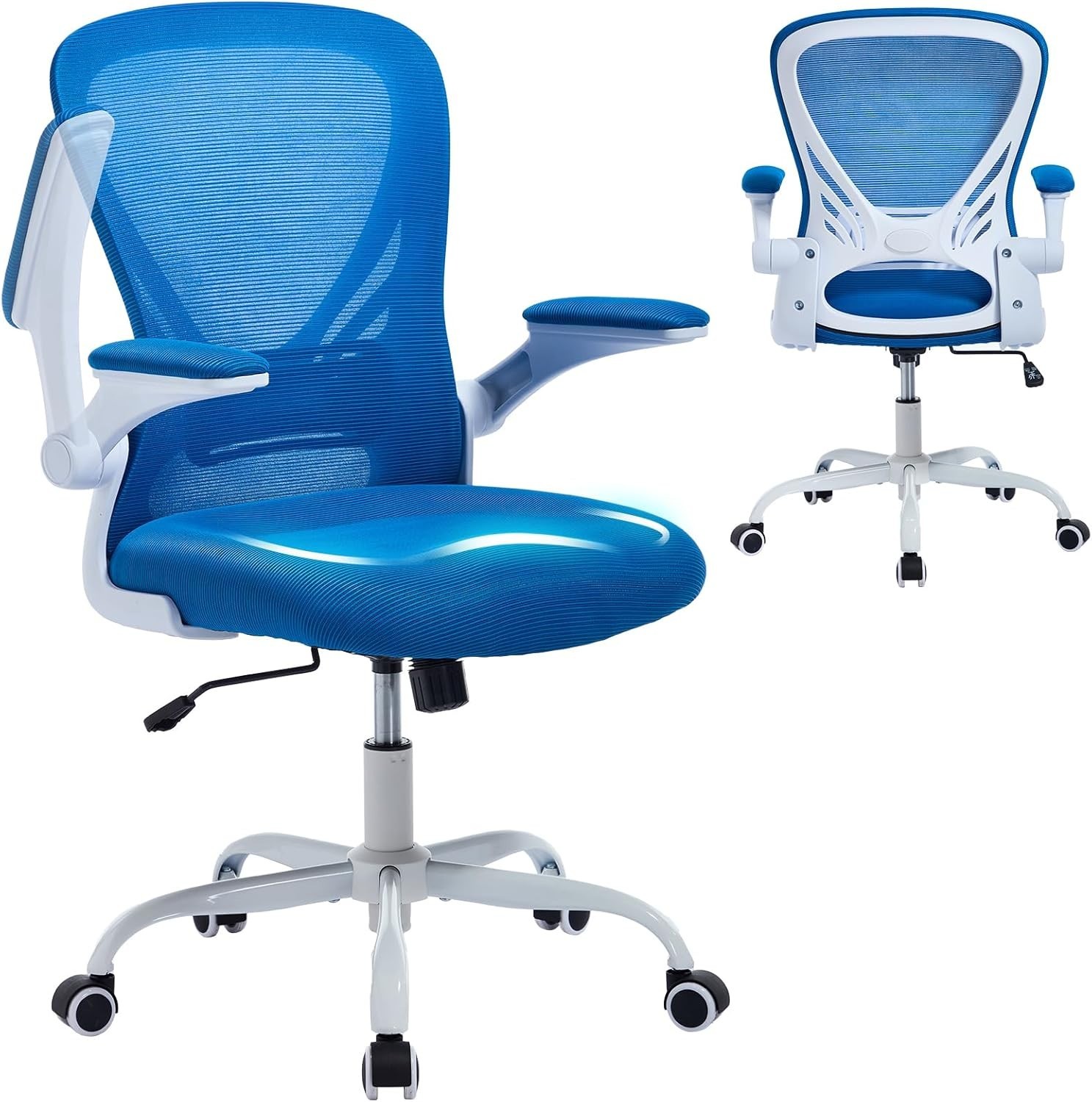 Comfortable Desk Chair Ergonomic Office Chairs with Lumbar Supoort and Flip-up A