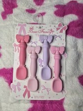 4-Set Bow Fancy Silicone Baby Spoon Set - New