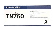 2 Pack TN760 Compatible Black Toner Cartridge for Brother HL-L2350DW