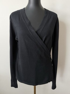 CAbi Women s M Black Ballet Wrap Sweater Button Closure Style #3160